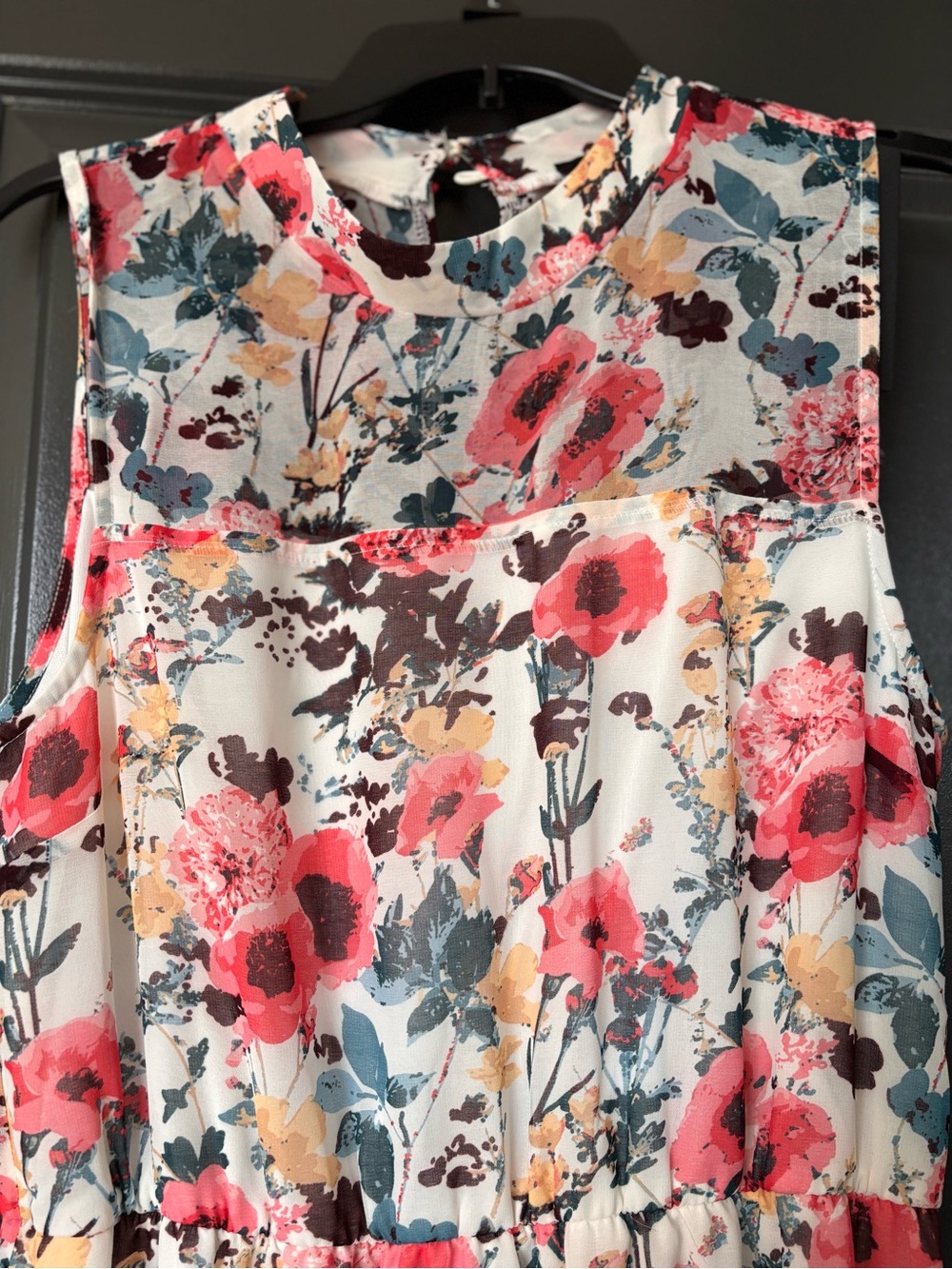 Lulu's Cream Midi Dress with Coral Floral Print - Picture 5 of 6